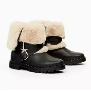 Zara Girls Faux Fur Biker Booties